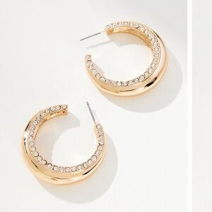 NWT Anthropologie Gold Hoops Pavé Open Hoop